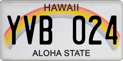 HI license plate YVB024