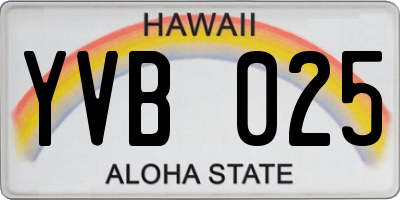 HI license plate YVB025