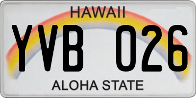 HI license plate YVB026