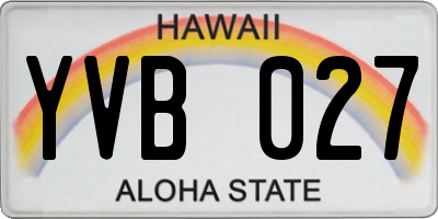 HI license plate YVB027