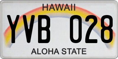 HI license plate YVB028