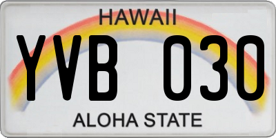 HI license plate YVB030