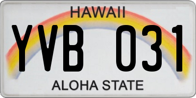 HI license plate YVB031