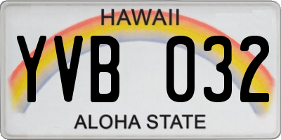 HI license plate YVB032