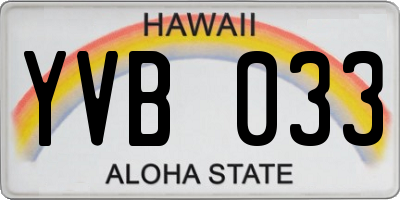 HI license plate YVB033