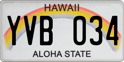 HI license plate YVB034