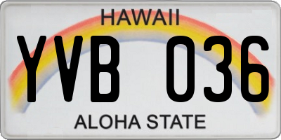 HI license plate YVB036