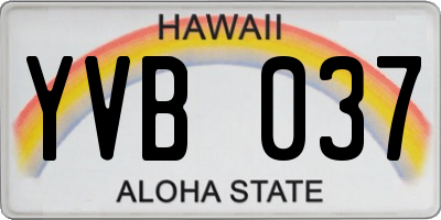 HI license plate YVB037