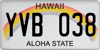 HI license plate YVB038