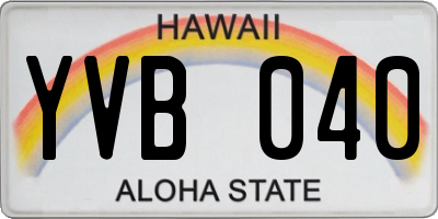 HI license plate YVB040
