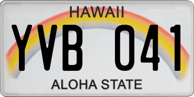 HI license plate YVB041