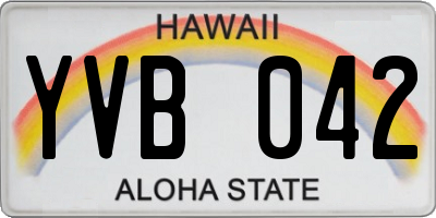 HI license plate YVB042