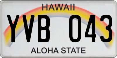 HI license plate YVB043