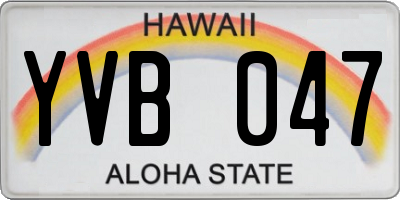 HI license plate YVB047
