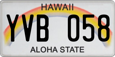 HI license plate YVB058