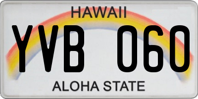 HI license plate YVB060