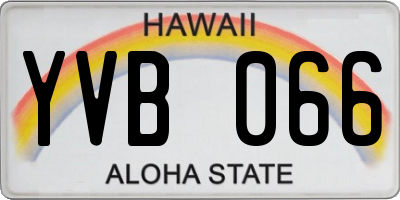 HI license plate YVB066