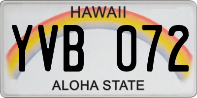 HI license plate YVB072
