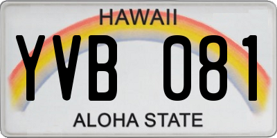 HI license plate YVB081