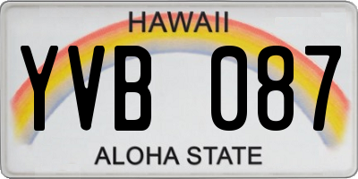 HI license plate YVB087