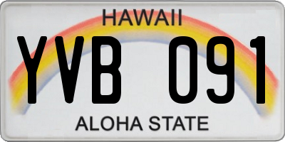 HI license plate YVB091