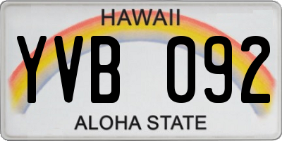 HI license plate YVB092
