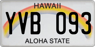 HI license plate YVB093