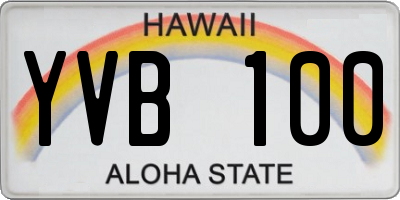 HI license plate YVB100