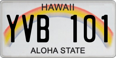 HI license plate YVB101