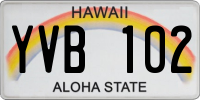 HI license plate YVB102