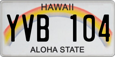 HI license plate YVB104
