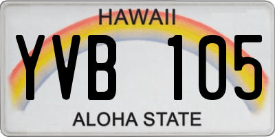 HI license plate YVB105