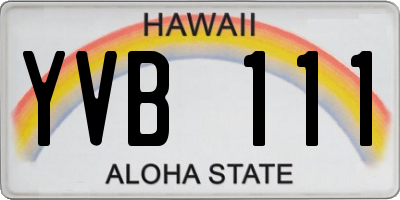 HI license plate YVB111