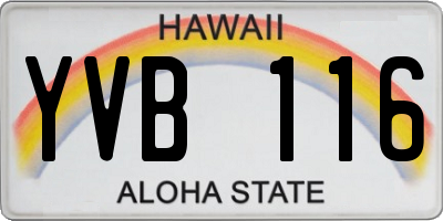 HI license plate YVB116