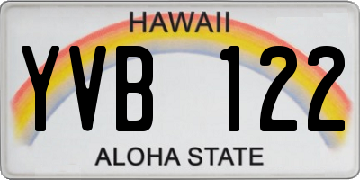 HI license plate YVB122