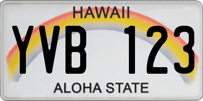 HI license plate YVB123