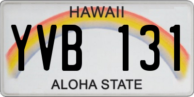 HI license plate YVB131