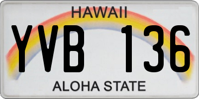 HI license plate YVB136