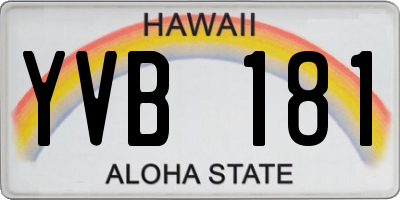 HI license plate YVB181