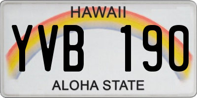 HI license plate YVB190