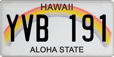 HI license plate YVB191