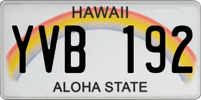 HI license plate YVB192
