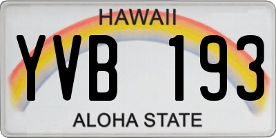 HI license plate YVB193