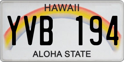 HI license plate YVB194