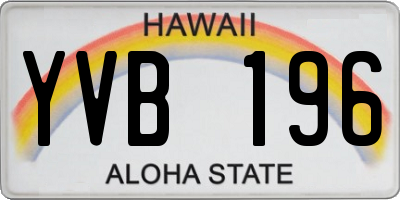 HI license plate YVB196