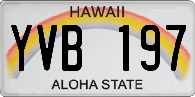 HI license plate YVB197