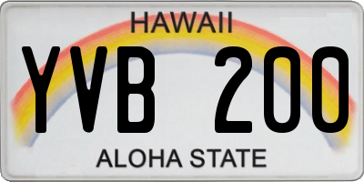 HI license plate YVB200
