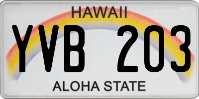 HI license plate YVB203