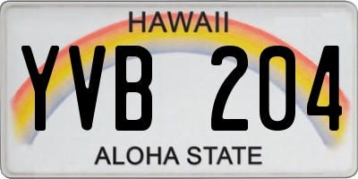 HI license plate YVB204