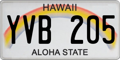 HI license plate YVB205